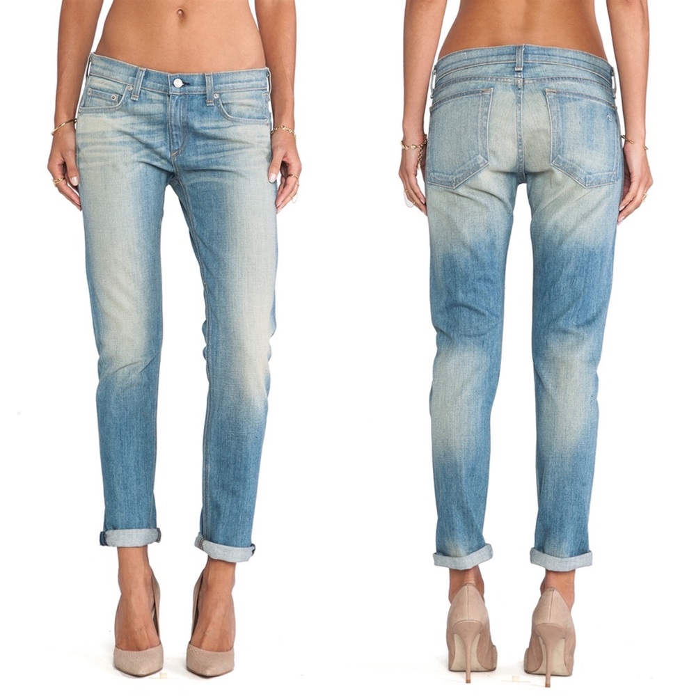 RAG & BONE The Dre Skinny Boyfriend Green Cast Denim Jeans 25